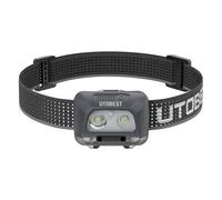 UTOBEST Head Torch Rechargeable, Battery Powered, Hybrid Concept, 500 LM, 102H Runtime, Lightweight 85g, 5 Lighting Modes - Motion Sensor, Dimmable, IPX8 Waterproof for Running, Camping, UTR701 Gray