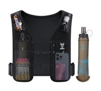 UTOBEST LED Running Vest 5L, Lightweight Reflective Hydration Vest with 7 Pockets for Men Women, Dual Adjustable Phone Holder Vest for Marathon, Trail Running, and Night Runs, M with Bottle