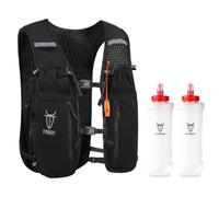 UTOBEST Running Vest 10L Hydration Vest Backpack for Men Women, Lightweight Breathable Running Backpack, Reflective Adjustable Pack for Trail Running Marathon Hiking (Black-SM-2*500ML Soft flask)