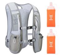 UTOBEST Running Vest Running Backpacks Lightweight Adjustable Hydration Pack 5L for Men & Women, Grey, with 2*350ml Bottles