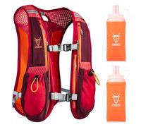 UTOBEST Running Vest Running Backpacks Lightweight Adjustable Hydration Pack 5L for Men & Women, Red, with 2*350ml Bottles