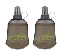 UTOBEST Soft Water Bottle 150ml - 2 Pack Collapsible Soft Flask - Leakproof, Foldable, Food-Grade TPU, BPA Free, Easy to Clean, Handheld Running Water Bottle for Hiking Cycling Climbing Marathon