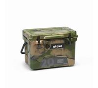 Utoka 20 Cool Box, Camo - 18 Litre Capacity Portable Hard Cooler With Carry Handle, Keeps Food & Drink Cool For 5 Days, Includes Bottle Opener, Cup Holder, Chopping Board For Picnics & Overnighters