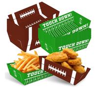 Utolily 36pcs Football Disposable Paper Food Trays Super Football Bowl Birthday Serving Paper Food Boats Game Day Party Decorations