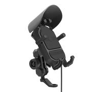 UTONGMU Motorbike Phone Holder Motorcycle Shock Absorber Phone Holder 15W Wireless Fast Charger Bracket Sunshade Anti-theft Shockproof Stand(Mirror black)