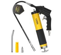 UTOOL Pneumatic Grease Gun, 6000 PSI Air Operated Grease Gun Kit, 14 oz Load, 18 Inch Resin Flex Hose, 1 Extension Bend Pipe, 1 Sharp Type Nozzle, 1 Basic Coupler, 1 Zerk Cleaner