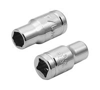 Utoolmart 1/4 Inch Drive 6 Point Socket Chrome Vandium Steel Imperial 1/4 Inch Standard Socket Hand Operated Tool Silver 2pcs