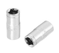 Utoolmart 1/4 Inch Drive 6 Point Socket Chrome Vandium Steel Imperial 5/16 Inch Standard Socket Hand Operated Tool Silver 2pcs