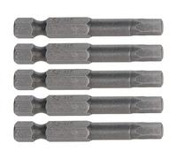 Utoolmart 1/4 Inch Hex Shank Magnetic H5 Screwdriver Bits 50mm Length S2 Steel Hexagon Allen Wrench Drill Bit Sand Blasting Power Tool for Production Workshop 5pcs