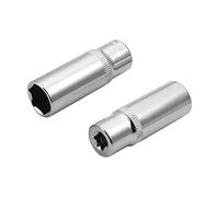 Utoolmart 13mm 6 Point Torx Deep Impact Socket 1/4inch Drive 45# Steel 50mm Length Axle Nut Hex Socket Hexagonal Plum Sleeve for DIY Hand-Making Automotive Repairs 2pcs