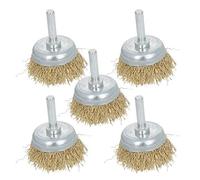 Utoolmart 38mm Dia Wire Wheel Brush Fine Crimped With Shank 0.3mm Dia Bristle Universal Fit Power Drill For Cleaning Metal Surfaces Blending Surfaces 5pcs