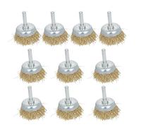 Utoolmart 38mm Dia Wire Wheel Brush Fine Crimped With Shank 0.3mm Dia Bristle Universal Fit Power Drill For Cleaning Metal Surfaces Blending Surfaces 10pcs