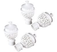 Utoolmart 4Pcs White Curtain Rod Cap Finials, Plastic Vintage Window Cap Fit for 1 Inch Rod, Flagpole Topper Crafts