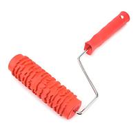 Utoolmart Home Wall Rubber Paint Roller, 175mm Patterned Paint Roller for Wall Decoration, Crackle Pattern Painting Roller, EG045T Wooden Grain Painting Roller, with Red Plastic Handle, 1 Pcs