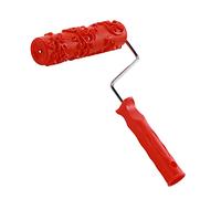 Utoolmart Home Wall Rubber Paint Roller, 175mm Patterned Paint Roller for Wall Decoration, Crackle Pattern Painting Roller, EG171T Wooden Grain Painting Roller, with Red Plastic Handle, 1 Pcs