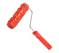 Utoolmart Home Wall Rubber Paint Roller, 175mm Patterned Paint Roller for Wall Decoration, Crackle Pattern Painting Roller, EG100T Wooden Grain Painting Roller, with Red Plastic Handle, 1 Pcs