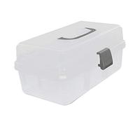 Utoolmart Portable Folding Tool Box, Three-Layer Storage Box with Cantilever Tray Plastic Hardware Box Storage 13 x 7.9 x 5.9 inches Fully Translucent 1Pcs