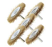 Utoolmart Wire Wheel Brush, with 1/4-inch Shank Steel Wire Brush, Wire Brush for Drill, 65mm Wire Brush, Copper-Plated Yellow Steel Wire, for Removing Rust Polishing Metals, 5 Pcs