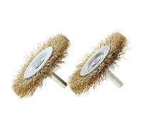 Utoolmart Wire Wheel Brush, with 1/4-inch Shank Steel Wire Brush, Wire Brush for Drill, 65mm Wire Brush, Copper-Plated Yellow Steel Wire, for Removing Rust Polishing Metals, 2 Pcs