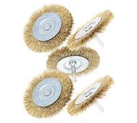 Utoolmart Wire Wheel Brush, with 1/4-inch Shank Steel Wire Brush, Wire Brush for Drill, 75mm Wire Brush, Copper-Plated Yellow Steel Wire, for Removing Rust Polishing Metals, 5 Pcs