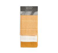 Emma Barclay Utopia 3 Pack Waffle Kitchen Tea Towel Set (45x65cm) (Ochre Yellow)