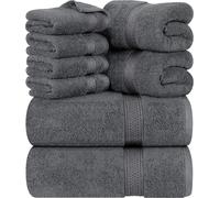 Utopia 8pc Cotton Towel Set: 2 Bath 2 Hand 4 Washcloths - Soft Absorbent Gray