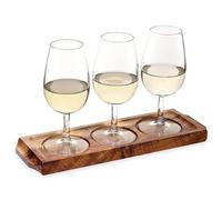 Utopia Acacia Wood Beer & Wine Tasting Flight Paddle - Double-Sided 3-Glass Serving Board, 29.5cm Natural Wood Tasting Tray - Glasses Not Included