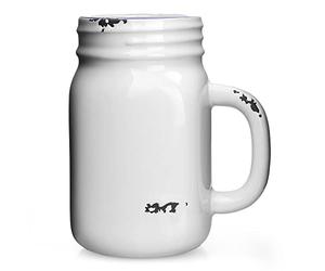 Utopia Avebury Blue Rim Tennessee Drinking Jar 14oz / 400ml - Enamel Style Handled Mason Jar