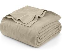 Utopia Bedding - 100% Cotton Thermal Blanket 350 GSM Lightweight Soft Breathable for All Seasons Queen Size 90"x90" Khaki