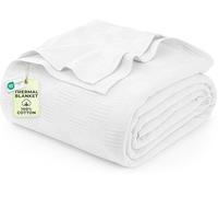 Utopia Bedding - 100% Cotton Thermal Blanket 350 GSM Lightweight Soft Breathable for All Seasons Twin Size 90" x 84" White