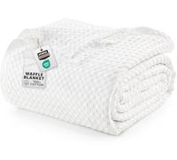 Utopia Bedding 100% Cotton Waffle Blanket Queen Size (White-228x228 cm)