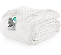 Utopia Bedding 100% Cotton Waffle Blanket Queen Size, White - 228x228 cm | Warm throws for sofas, Soft Lightweight Breathable Large Bed Blanket for all Season, Home Decor, Gift for Women and Men