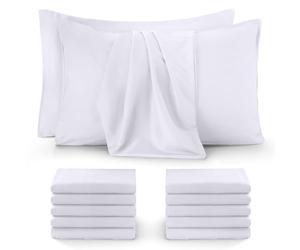 Utopia Bedding - 12 Pack Pillow Cases - OEKO-TEX - Standard Size 50x75 cm - 100% Brushed Microfiber Pillowcases with Envelope Closure, pillows not included - Wrinkle, Fade, & Stain Resistant - White