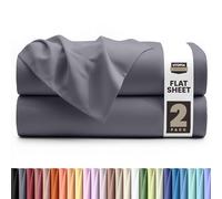 Utopia Bedding 2 Pack Flat Sheet Double Size - OEKO-TEX Certified - Easy Care Soft Brushed Polyester Microfiber Fabric Wrinkle, Shrinkage, and Fade Resistant - Grey