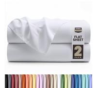 Utopia Bedding 2 Pack Flat Sheet Single Size - OEKO-TEX Certified - Easy Care Soft Brushed Polyester Microfiber Fabric Wrinkle, Shrinkage and Fade Resistant - White