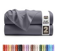 Utopia Bedding 2 Pack Flat Sheet Single Size - OEKO-TEX Certified - Easy Care Soft Brushed Polyester Microfiber Fabric Wrinkle, Shrinkage and Fade Resistant - Grey