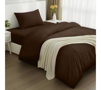 Utopia Bedding 3 Piece Double Bedding Set - Duvet Cover, Fitted Sheet with Pillow cases - Soft Brushed Microfiber (Brown)