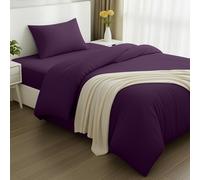 Utopia Bedding 3 Piece Single Bedding Set - Duvet Cover, Fitted Sheet with Pillow case - Soft Brushed Microfiber (Purple)