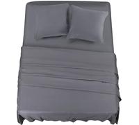 Utopia Bedding - 4-Piece Double Bed Sheet Set 160 x 200 cm - Bed Sheet Set, Brushed Microfibre Polyester - Fitted Sheet, Flat Sheet and 2 Pillowcases 65 x 65 cm, Grey