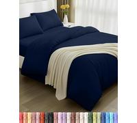 Utopia Bedding 4 Piece Double Bedding Set - Duvet Cover, Fitted Sheet with Pillow cases - Soft Brushed Microfiber (Navy)