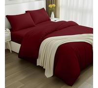 Utopia Bedding 4 Piece Double Bedding Set - Duvet Cover, Fitted Sheet with Pillow cases - Soft Brushed Microfiber (Burgundy)