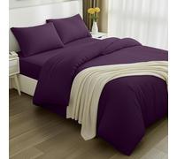 Utopia Bedding 4 Piece Double Bedding Set - Duvet Cover, Fitted Sheet with Pillow cases - Soft Brushed Microfiber (Purple)