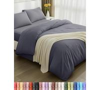 Utopia Bedding 4-Piece Duvet Cover Set, Duvet Cover 230 x 220 cm, Fitted Sheet 150 x 200 cm, Pillowcases 50 x 75 cm - Grey, Double)