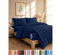 Utopia Bedding 4 Piece King Bedding Set - Duvet Cover, Fitted Sheet with Pillow cases - Soft Brushed Microfiber (Navy)