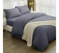 Utopia Bedding 4 Piece King Bedding Set - Duvet Cover, Fitted Sheet with Pillow cases - Soft Brushed Microfiber (Grey)