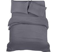 Utopia Bedding 4 Piece Super King Bedding Set - Duvet Cover, Fitted Sheet with Pillow cases - Soft Brushed Microfiber (Grey)