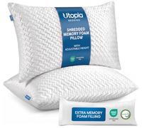 Utopia Bedding Adjustable Memory Foam Pillow with Extra Filling, Premium Jacquard Cover (2, White, 48x74 cm)