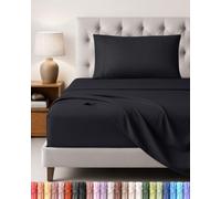 Utopia Bedding Bed Sheet Set, 3 Piece, Single, Black | Fitted Sheet, Flat Sheet with 1 Pillowcase 50x75 - OekoTex Certified, Polyester Microfiber Fabric - Wrinkle & Fade Resistant