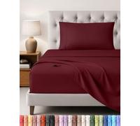 Utopia Bedding Bed Sheet Set, 3 Piece, Single, Burgundy