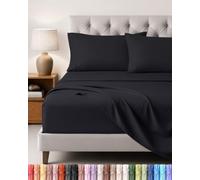 Utopia Bedding Bed Sheet Set, 4 Piece, Super King, Black | Fitted Sheet, Flat Sheet with 2 Pillowcases 50x75 - OekoTex Certified, Polyester Microfiber Fabric - Wrinkle & Fade Resistant
